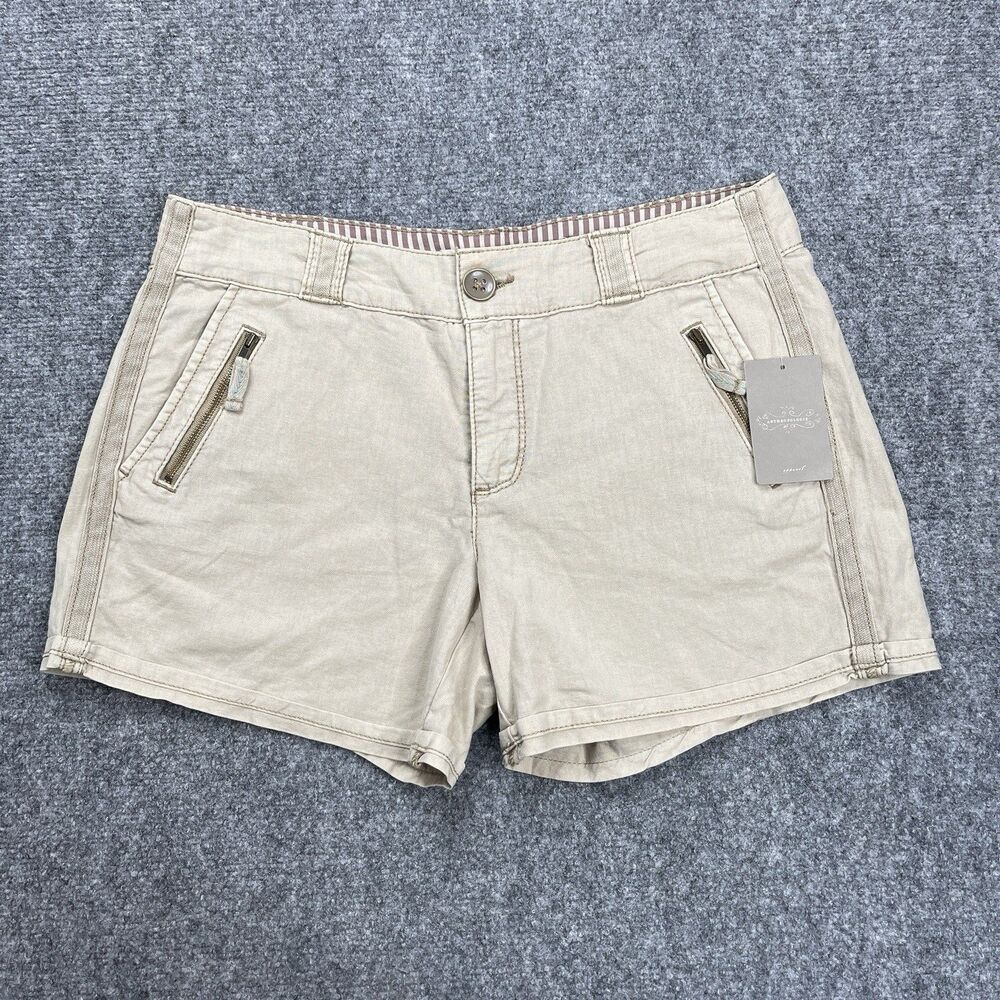 Anthropologie Hei Hei Shorts Womens 30 Khaki Chino Linen Cotton NEW W Tags